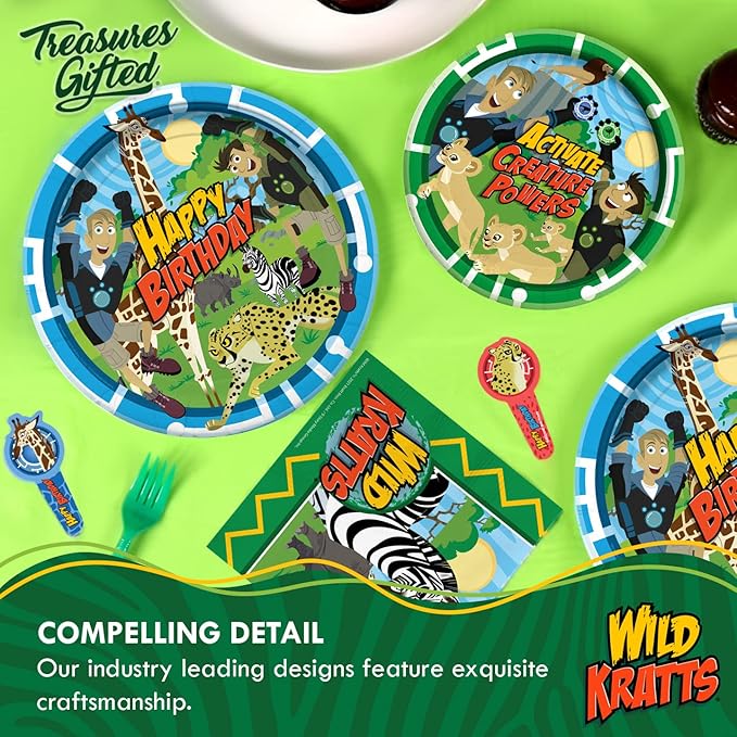 Treasures Gifted Officially Licensed Wild Kratts Birthday Party Supplies - Pack of 16 Napkins - Wild Kratts Party Supplies - Birthday Decorations - 6.5in x 6.5in Paper Napkins
