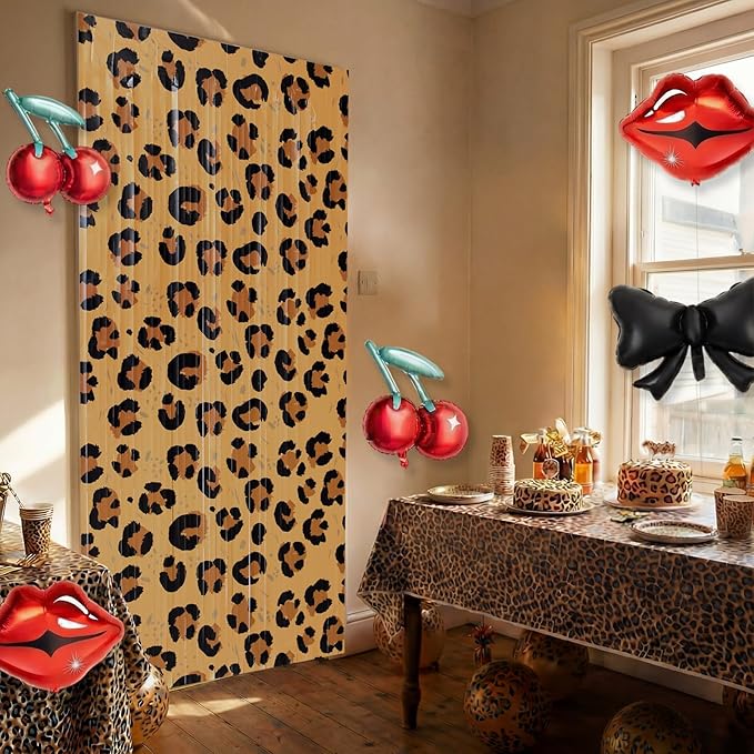 2 Pcs Leopard Print Party Decorations 3.3 x 6.6 ft Cheetah Print Foil Fringe Curtains Leopard Fringe Backdrop Tinsel Streamers Photo Booth Props for Animal Birthday Party Decorations