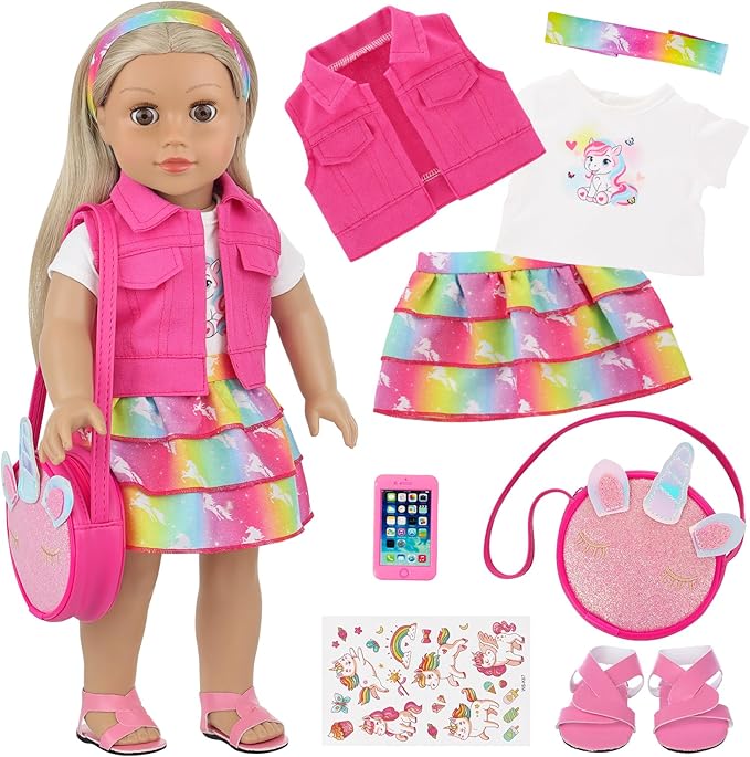 18 Inch American Doll Clothes and Accessories Casual Playset for Parent-Child Interaction Birthday Christmas Thanksgiving Day Gift Outdoor Accessories (Not Include Doll)