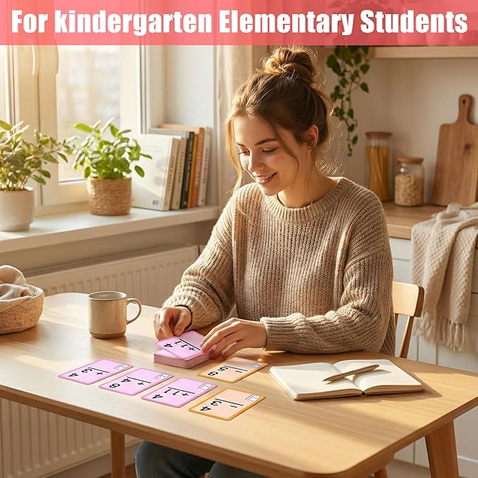 72 Pcs Math Flash Cards, 1-20 Addition and Subtraction Flash Cards for Studying, Math Manipulatives for Kindergarten Elementary Homeschool Classroom, Learning & Education Math Games for Kids Ages 4-12