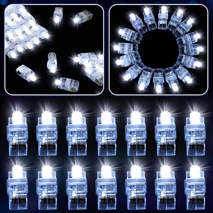 Chivao 200 Pcs LED Finger Lights Mini Finger Flashlights Light up Ring Sticks for Adults Glow in The Dark Party Favors Birthday Rave Party Supplies (White)