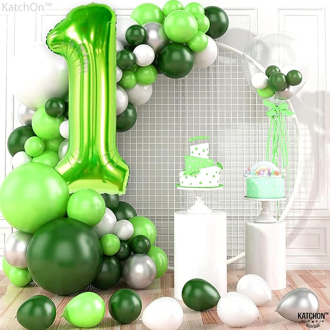 KatchOn, Large Green Number 1 Balloon - 40 Inch | Mylar Foil Balloon For 1st Happy Birthday Decorations | Green Number 1 Balloon For 1st Anniversary Decorations | Birthday Party Decoration