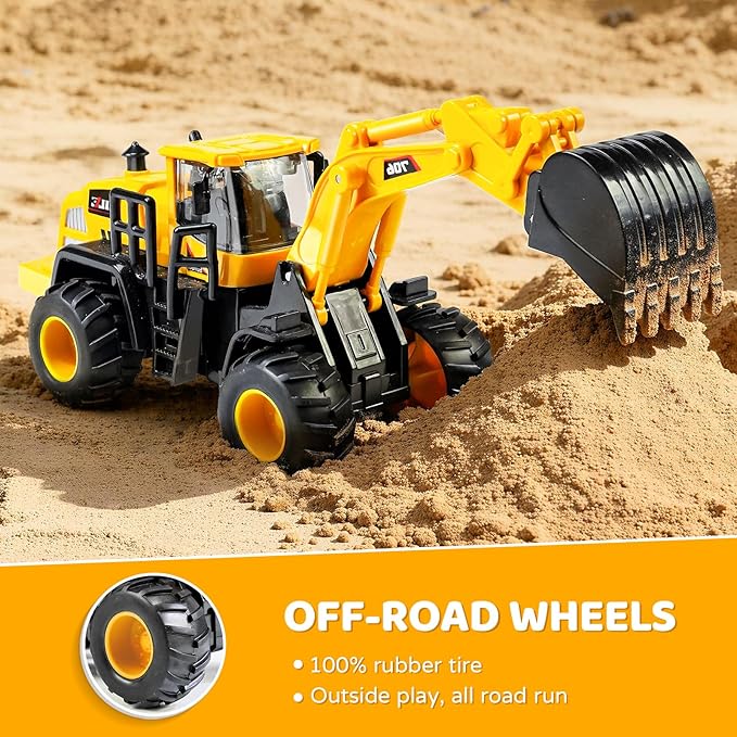 Beestech Construction Truck Toys for 3 4 5 6 7 8 Years Old Boys, Truck Vehicles Sand Sandbox Beach Toys, Excavator Forklift Bulldozer Friction Powered