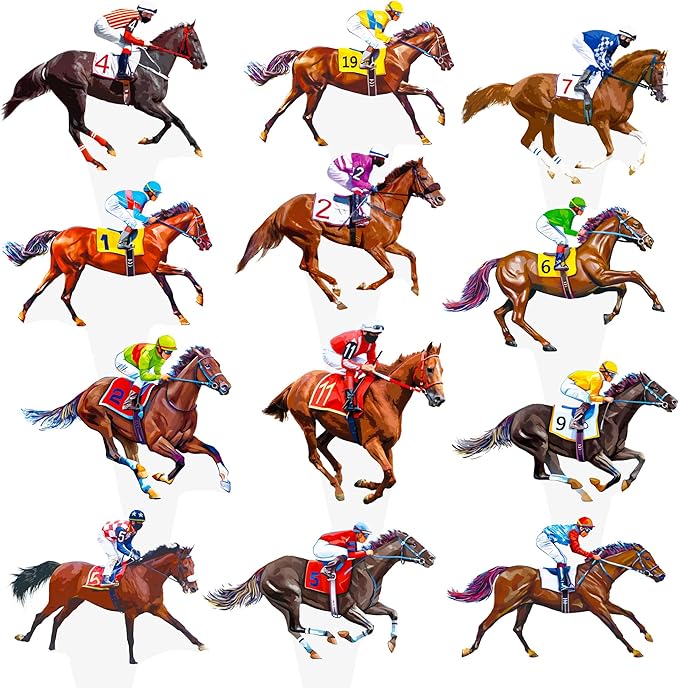 Kentucky Party Derby Day Cupcake Toppers 48PCS Race Horse Party Decorations Horse Derby Day Racehorse Cupcake Picks for Run for the Roses Supplies