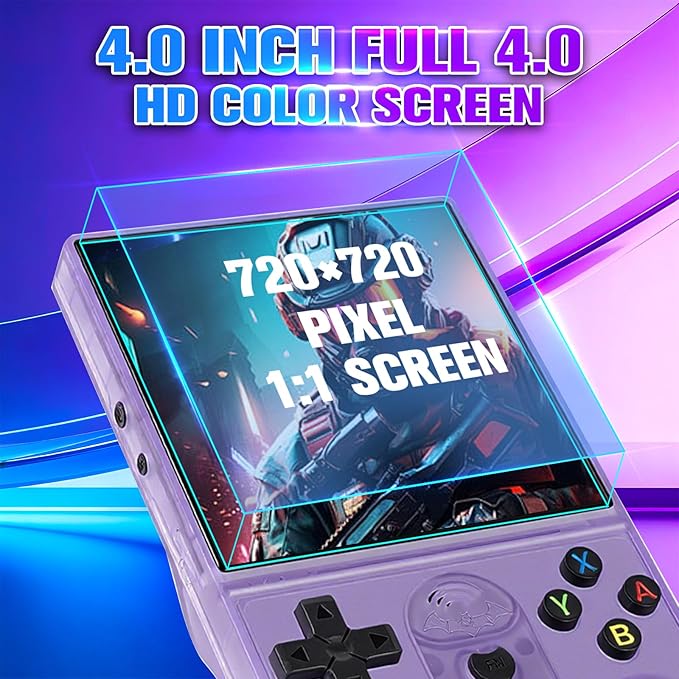 S600 Retro Handheld Game Console, 4 Inch 720p IPS Screen, 128GB with 18,000+ Pre-Installed Games, 3500mAh Battery for Long Play, Portable Linux System (Purple)