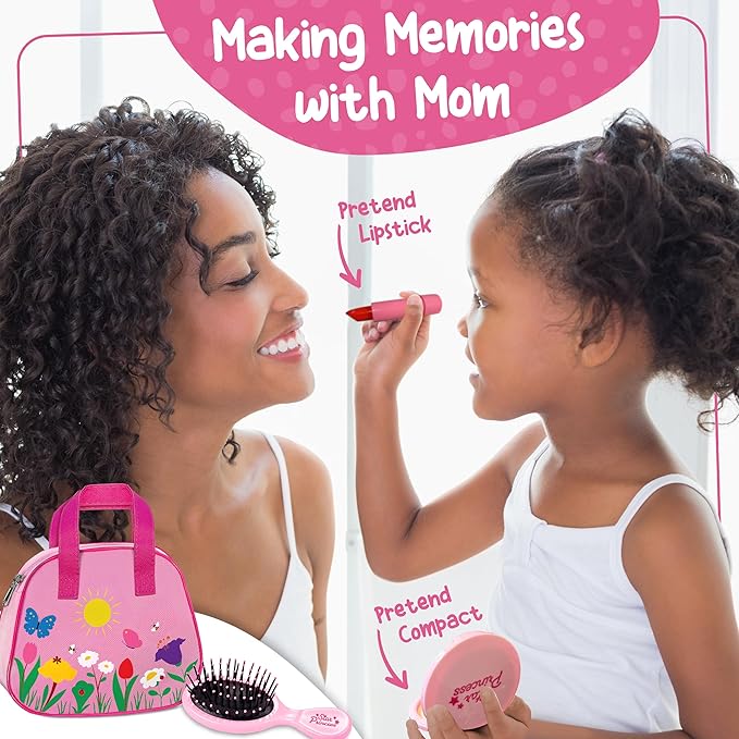 Play Purse for Toddlers - Toddler Girl Toys 2-3 Years Old with Accessories, Pretend Makeup, Keys, Smartphone, Toddler Toy Purse for Little Girls - Birthday Gift for Toddlers Girls 18 Months + - Pink