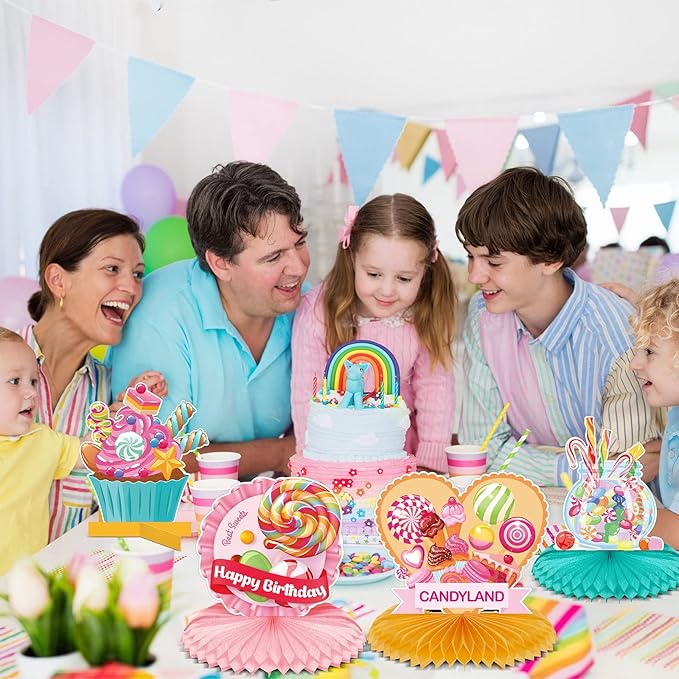 10 Pieces Candyland Party Decorations Candyland Table Decorations Lollipop Table Honeycomb Centerpieces Decor for Candy Theme Birthday Party Supplies Tables Decor Baby Shower Halloween Spooky Candy