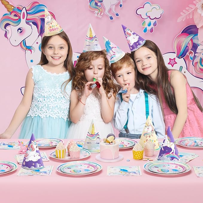 WERNNSAI Birthday Party Hats - 12 Pcs Birthday Party Supplies Cone Hat Headbands Colorful Paper Party Hats for Kids