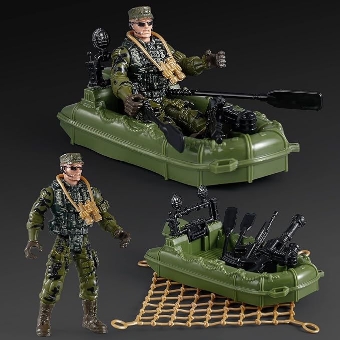 Mr.River US Army Men Action Figures Play Set, Toy Soldiers with Military Weapons Accessories for Kids Boys