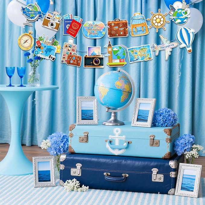 Adventure Awaits Banner Travel Party Supplies Adventure Begin Garland for Birthday Graduation Retirement Farewell Going Away Bachelorette Party Decor Supplies