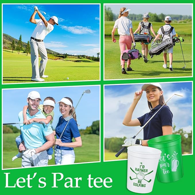 Norme 48 Pcs Golf Party Plastic Cups Bulk Golf Themed Reusable Drink Cups 16 oz Golf Ball Cart Design for Supply Favors Housewarming Decorations Events Family Dinner