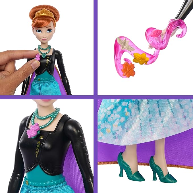 Mattel Disney Frozen Anna Fashion Doll & Accessories with 8 Surprises, Including Snowflake Gem Box, Ring for Child & 9 Play Pieces, Inspired by Movie
