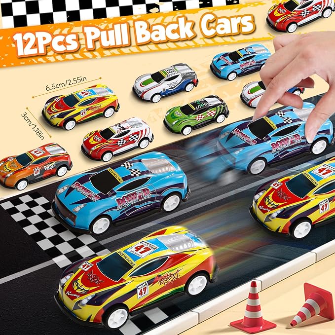 120Pcs Race Car Party Favors Birthday Supplies, Gift Box Sunglasses Flag Mini Race Car Sticker Birthday Goodie Bag Stuffers Racing RaceCar-Themed Party Supplies Decorations for Boys Kids 3-5 4-8