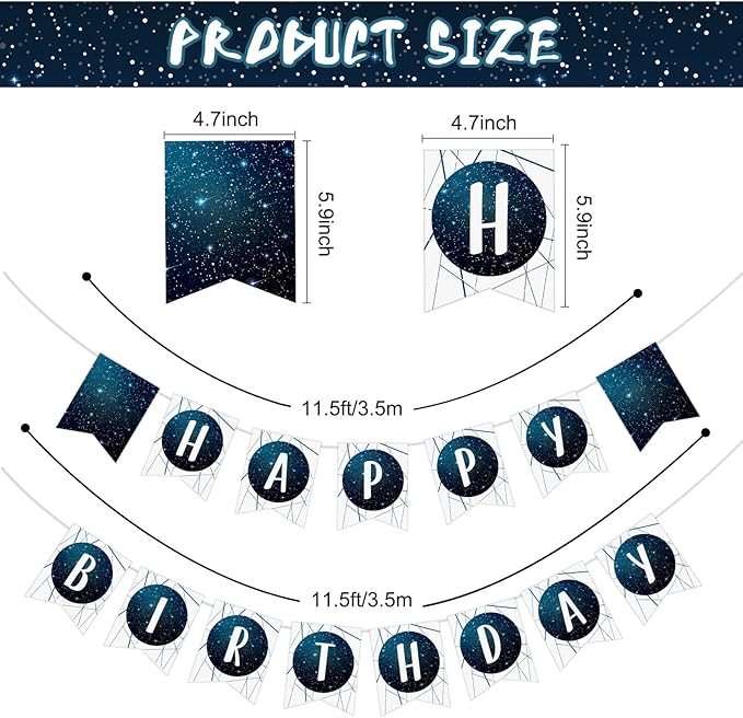 Tiamon 171 Pcs Galaxy Space Party Decoration Tableware Set Space Theme Birthday Decoration Galaxy Tablecloth Paper Plates Napkins, Birthday Banner for 24 Guests Party Supplies (Fresh Style)