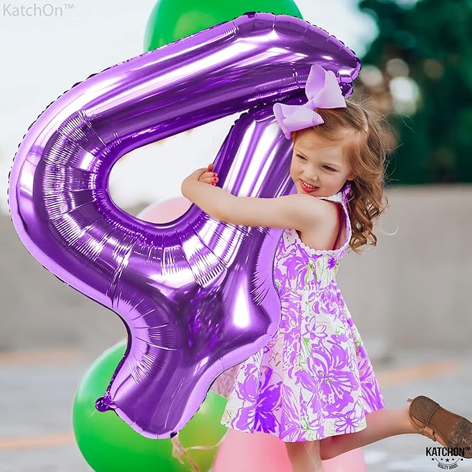 KatchOn, Giant Purple 4 Balloon Number - 40 Inch | Purple Number 4 Balloon, Mermaid 4th Birthday Decorations for Girls, Women | 4th Birthday Balloons | 4th Happy Anniversary Decorations
