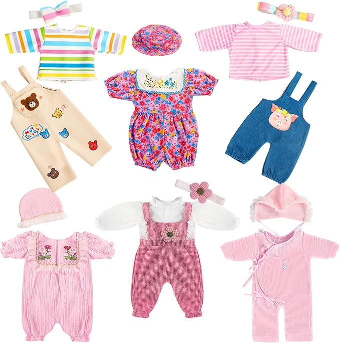 6 Sets 14-16 Inch Baby Doll Accessories & Clothes - Dress Outfits Headbands Accessories fits New Born 43cm , 15 inch Baby Doll