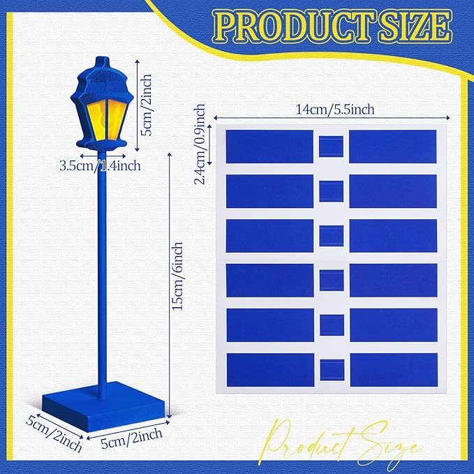 6 Pcs Street Sign Lamp Post Centerpiece Wooden Lamp Post with Street Party Sign Sticker for Toy Decor Friend Birthday Party Supplies Decoration(Blue)