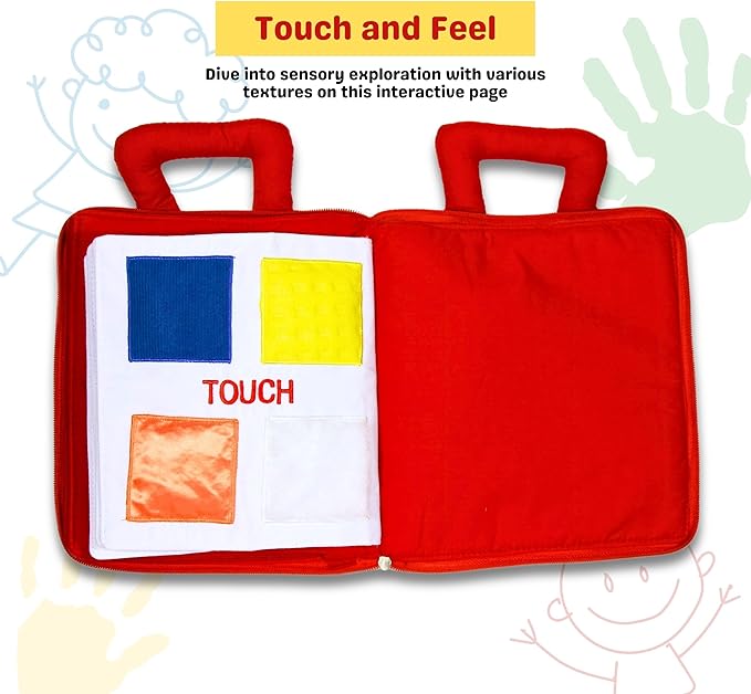 My Quiet Book by Pockets of Learning Montessori Basic Life Skills Activity Toy | Interactive Early Education Preschool Activity Busy Book for Toddlers & Children Soft Fabric Original Quiet Travel Book