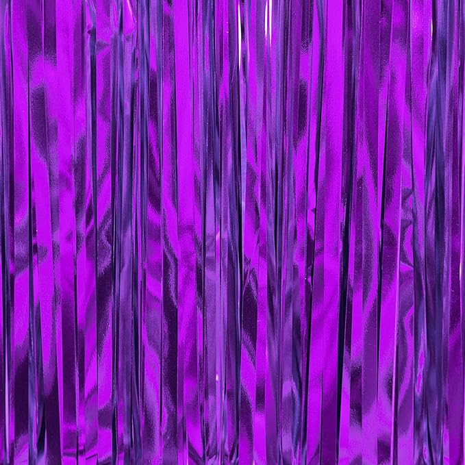 PartyWoo Purple Streamers Foil Fringe Curtain 3pcs 8.2ft Metallic Tinsel Lavender Backdrop for Birthday Graduation Bachelorette Mardi Gras Door Supplies Photo Booth Wedding Party Decorations