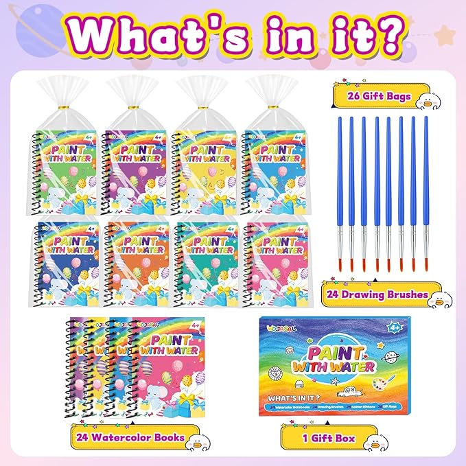 24 Pack Coloring Books Party Favors for Kids Ages 4-8 Bulk Mini Watercolor Books Easter Goodie Bags Stuffers for Kids Students Easter Return Gifts Classroom Prizes Art Crafts