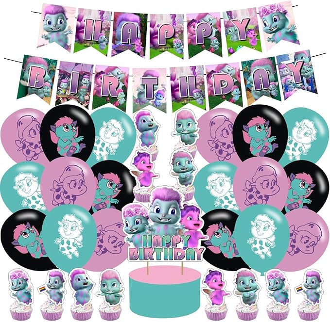 Cartoon Party Supplies,Cartoon Party Decorations Includes Banner, Cake Toppers, Balloon for Anime Party Decorations