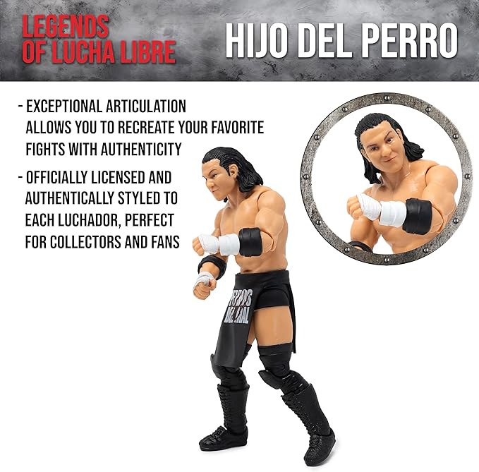 Boss Fight Studio Hijo del Perro Aguayo, Legends of Lucha Libre Fanaticos Collectible Action Figure – Highly Articulated Figurine with Authentic, Detailed Sculpting, and Custom Blister Card – 1:12
