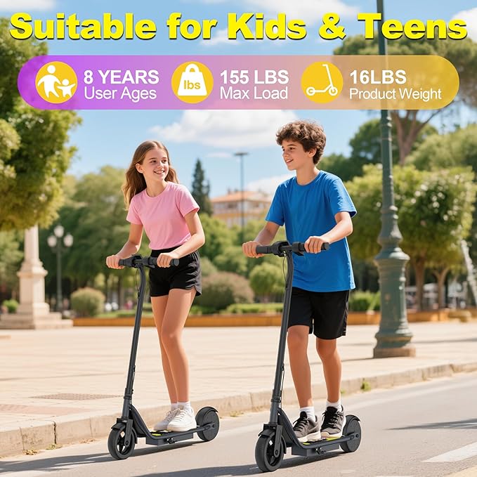 VOLPAM Electric Scooter, 350W/500W Powerful Motor, 8.5"/10" Solid Tires, 19/21Mph, 28/23/21/16 Miles Max Range, Dual Braking