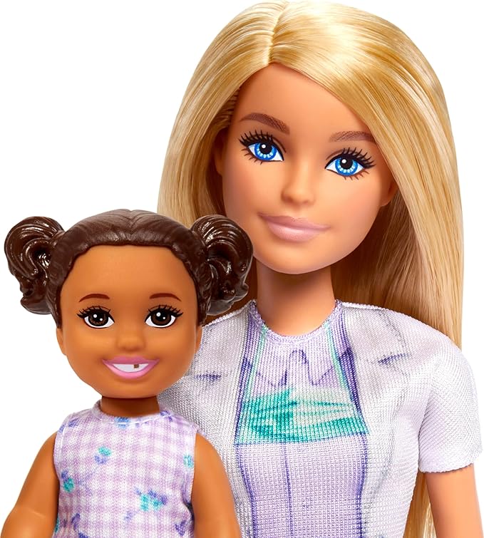Barbie Dentist with Blonde Fashion Doll with Blue Dress and Lab Coat, 1 Kid Doll, Medical Doctor Furniture & Accessories