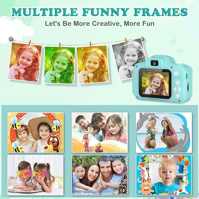 Kids Camera for Boys Girls, Kids Selfie Camera for 6 7 8 9 Year Old Boys Girls, Children Digital Video Camcorder Camera, Christmas Birthday Gifts for Kid Toddler Toys with 32GB SD Card