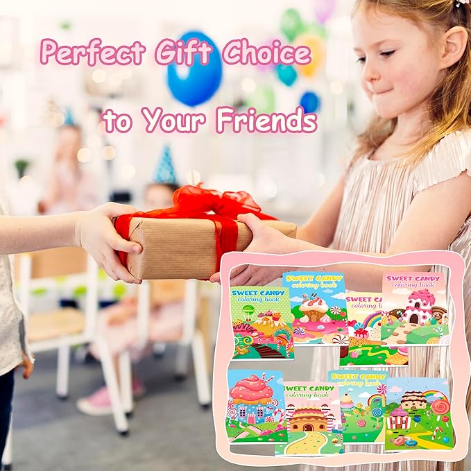 Lyosehy 24PCS Coloring Books Colours Candyland Theme Party Favors Candyland Coloring Books Bulk Sweet Ice Cream Theme Birthday Party Drawing Book Craft Supplies
