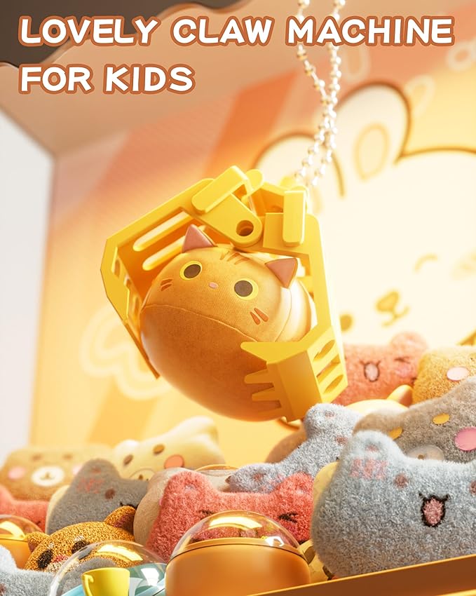 55 PCS Mini Claw Machine for Kids Bunny, Vending Machine with Lights Sound, Electronic Prize Dispenser for Kids Girls, Claw Toys Game Gifts for 4 5 6 7 8 Years Old Girls Boys