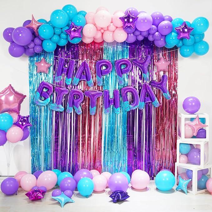 Spider Girl Birthday Decorations Happy Birthday Banner Balloons Letters Signs Superhero Party Supplies (Purple)