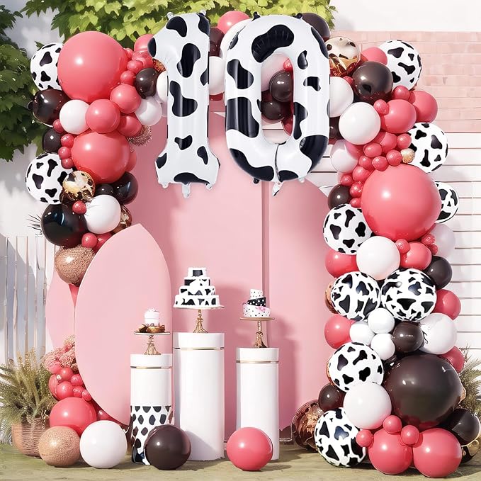 Cow Print Number 0 Balloon, Large 40 Inch Cow Number Birthday Balloons, Foil Mylar Number 0 Balloons for Birthday Party Decorations Supplies Animal Farm Cowboy Cowgirl Themed Party