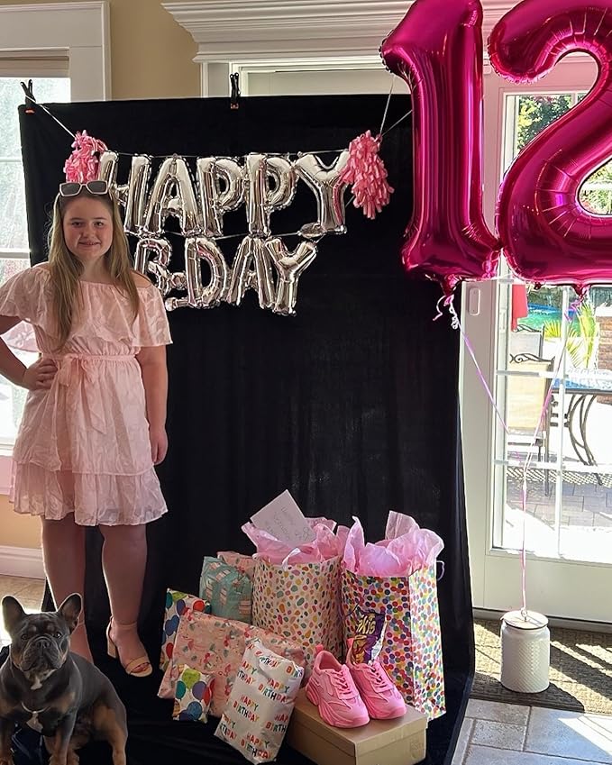 Hot Pink Number 12 Balloons 40 inch, 12 Number Balloons, 12th Birthday Decorations for Girls 12 Year Old Hot Pink Party Supplies