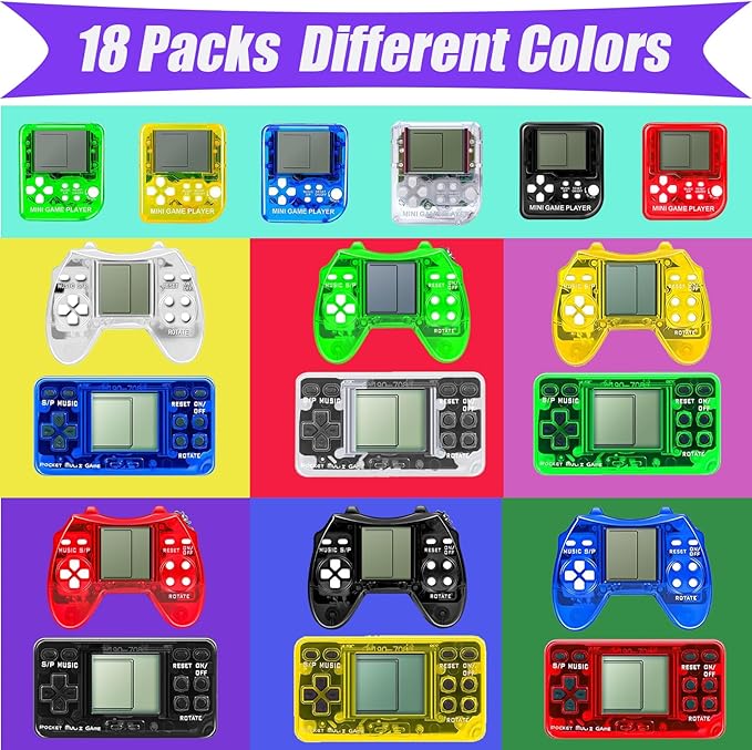 18 PCS Video Game Party Favors,Video Keychain for Kids,Idea Gift for Game Party Birthday Supplies,Goodies Bags Stuffer