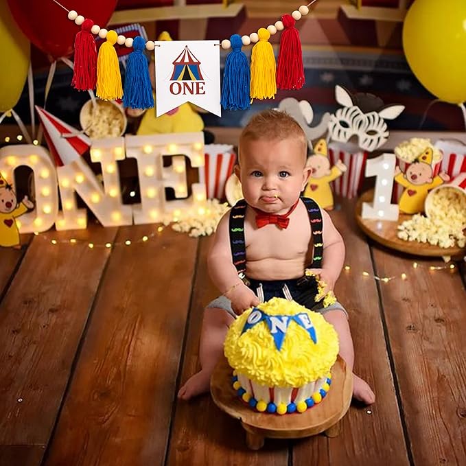 Gostman 1st Birthday Highchair Banner - Carnival Circus Party Sign, Fiesta Decorations