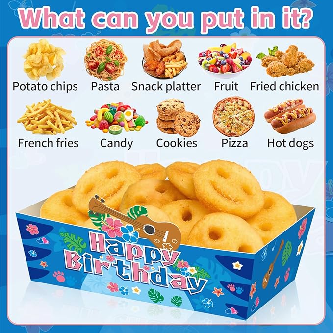 25Pcs Summer Hawaiian Disposable Paper Food Trays for Cartoon Theme Birthday Party Supplies Baby Shower Decorations