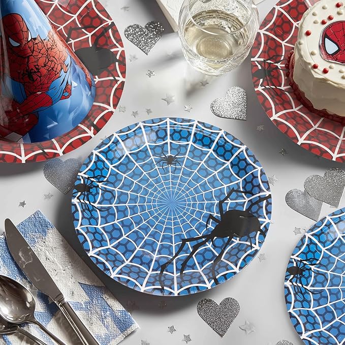 Spider Web Paper Plates Party Supplies - 25 pk 7" and 9" Spider Dessert Plates for Picnic Wedding Baby Shower Kid First Birthday Party Decorations