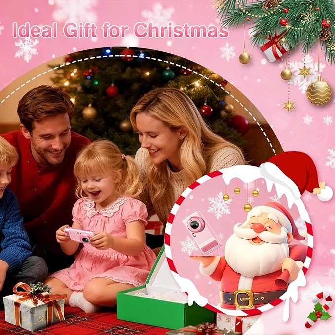 AI Digital Camera for Kids with WiFi, Photo Recognition & Voice Dialogue, 4" Touch Screen AI Kids Smart Camera with Dual Lens, Portable Learning Toy, Christmas Birthday Gift for Ages 3-15 (Pink)