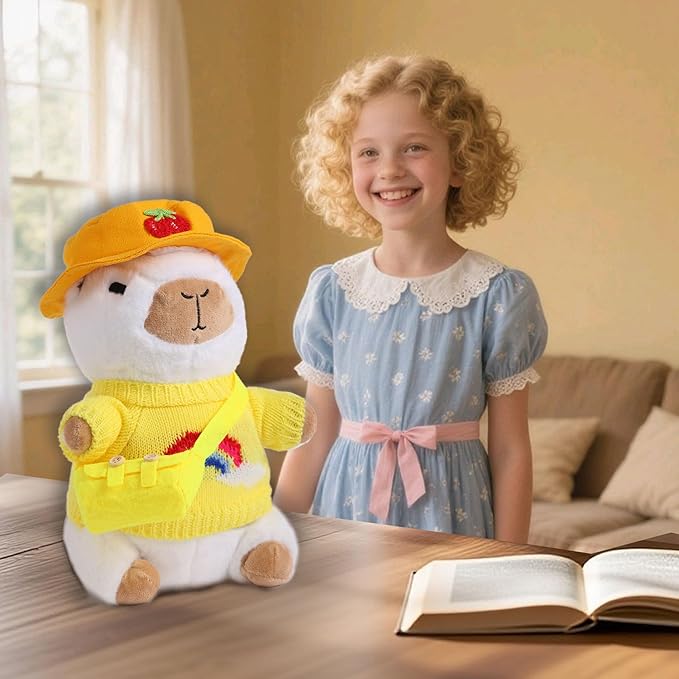 Capybara Plush Toy with 10 Pcs Clothes & Accessories, Dress Up Capybara Plush Toys, Cute Capybara Stuffed Animal with Outfits Birthday Gifts for Boys Girls
