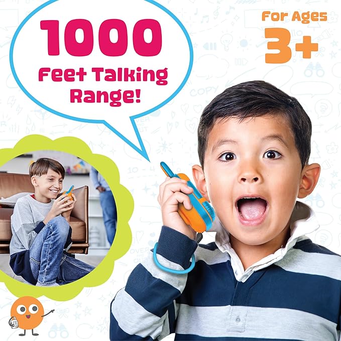 Walkie Talk-Along Scavenger Hunt & Adventure Set - 2 Rugged Walkie Talkies (1,000 ft Range) + 24 Mission Cards - Outdoor Backyard Games for Kids Ages 3+