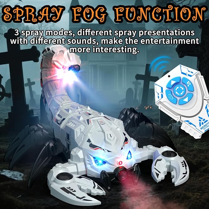 RC Scorpion Robot Toy with 2.4GHz Remote, Lights, Music & Spray - Realistic Scorpion Gift for Kids, Perfect for Holidays, Parties & Pranks