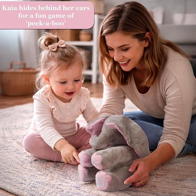 Dimple Kaia Elephant Stuffed Animal Toy - Animated Plush Pink Singing Elephant, Interactive Musical Peek-a-Boo for Babies, Kids, for Toddlers, Ages 0 and Up(Battery Included)