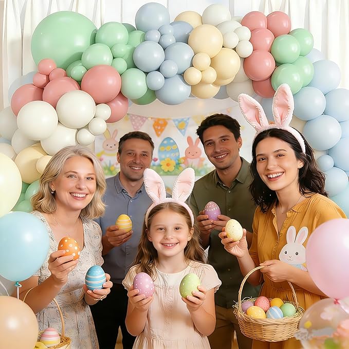 Dusty Pink Green Yellow Blue Balloon Arch Kit, Pastel Yellow Pink Dusty Blue Sage Green Ivory White Garland Balloon for Boho Baby Shower Flower Fairy Wedding Birthday Party Easter Decorations