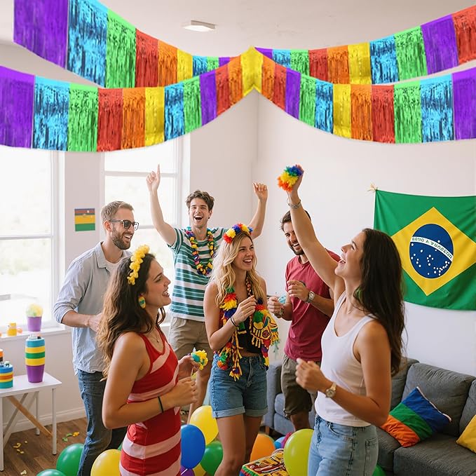 Fiesta Party Decorations - 2 Pack Cinco De Mayo Fringe Streamers | Mexican Party Decorations Favors Supplies Indoor Outdoor - Taco Birthday Party Backdrop Banner Curtains for Wall Photo Booth Decor,10 FT