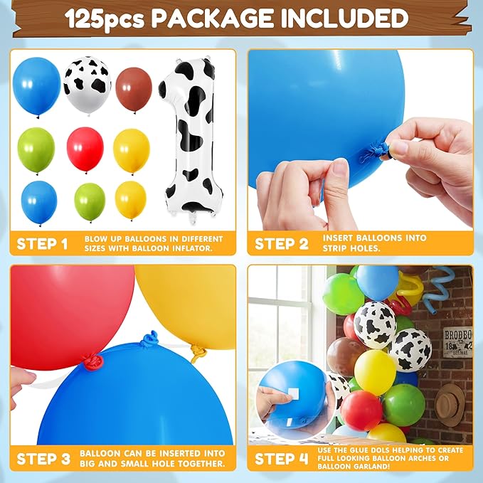 One Story Birthday Decorations for Boys - My First Rodeo Theme Party Favor for Baby Shower Decoration Include Birthday Hat Cake Topper Backdrop Tablecloth Photo Banner Arch Balloon Boxes Poster