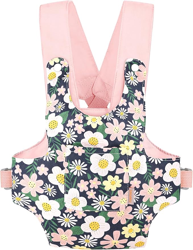GAGAKU Toy Baby Carrier for Dolls Reborn Baby Doll Carrier for Kids Doll Accrssories Carrier for Doll - Pink - Daisies