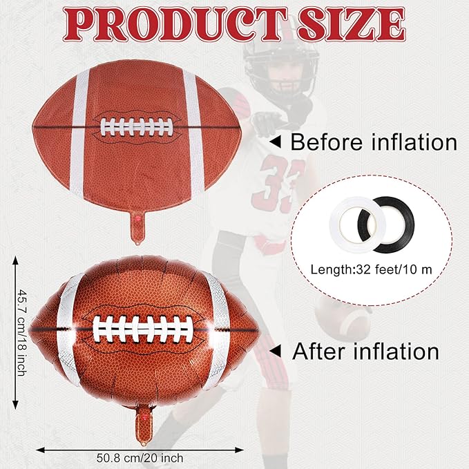 12 Pcs Football Balloons,18 Inch Football Foil Balloons,Football Party Balloon Sports Mylar Balloon Footballs Birthday Decorations for Footballs Party Sports Theme Party Supplies (Football)