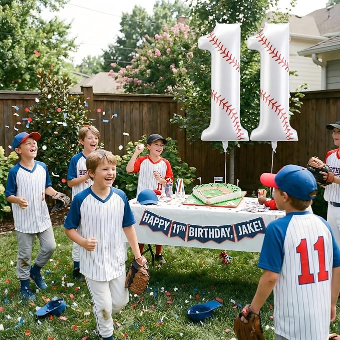 Jenaai Baseball Number 11 Balloons 40 Inch Baseball Theme Birthday Party Decorations Large Foil Balloons for Birthday Baby Shower Party Backdrop Celebration Supplies