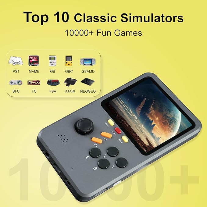 WeLohas Q2 Pro Retro Handheld Game Console,Electronic 3D Gameboy Advance,10000+ Fun Retro Video Games Preloaded,64GB TF Card,3.0" HD Screen,Pocket Gamer Gifts for Teen Adult (Black)
